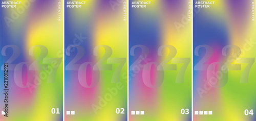 Abstract Gradient Poster Collection, Vibrant 2027 Year Cover Set, Modern Fluid Holographic Vector Backgrounds