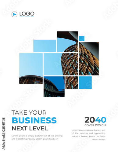 Corporate Business Cover Flyer Template with Geometric Photo Layout