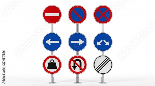 CollectionOfRoadTrafficSignsOnGrayBackground.