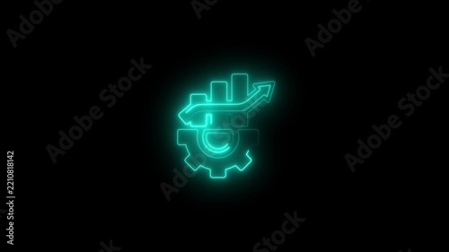Neon business growth animation: financial success and corporate strategy concept finance