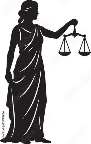 Woman holding balance scales silhouette vector