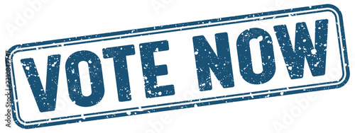 vote now blue grunge stamp with no background. vote now stamp