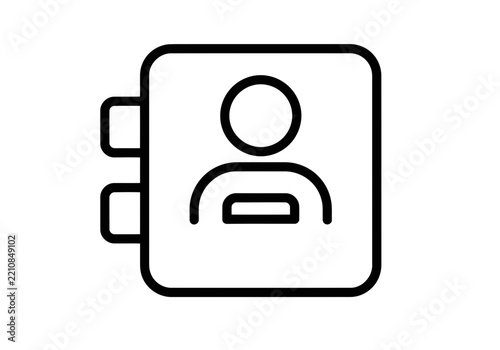 A minimal style contact book icon line art unique address book symbol or user profile directory sign