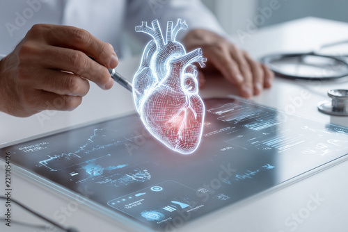 Telemedicine and Remote Healthcare Concept with Futuristic Holographic Medical Data Interface