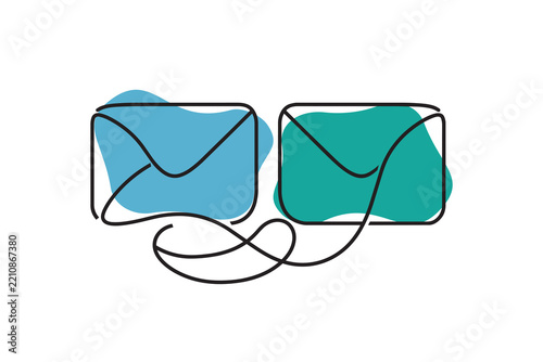 Envelopes illustration in vector line art drawing style