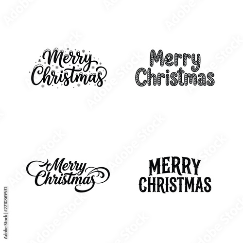 A collection of festive 'merry christmas' lettering designs in various styles and textures
