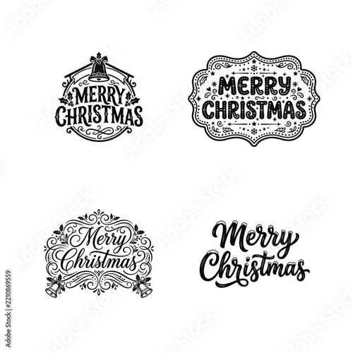 A collection of vintage style 'merry christmas' lettering designs perfect for festive holiday greetings and crafts