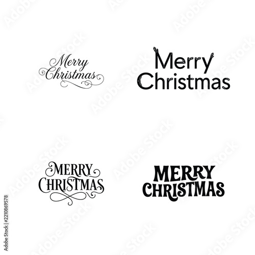 A collection of vintage and modern 'merry christmas' typography and calligraphy designs for holiday greetings