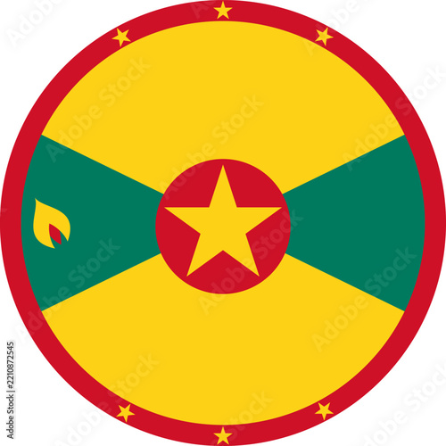 Round Grenada Flag Vector Icon Circular Button Element