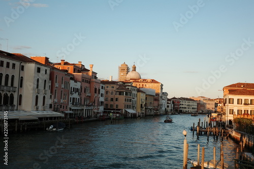 Venice Grand Canal Waterfront with Historic Buildings in Italy
