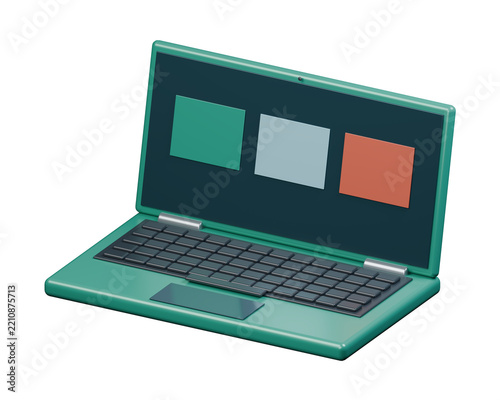 Jade Green Ultrabook Laptop 3D Technology Icon - Right Angle