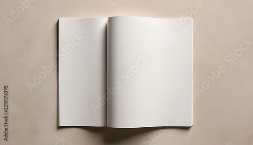 Blank Open Notebook Mockup Displayed On Neutral Textured Background Top View