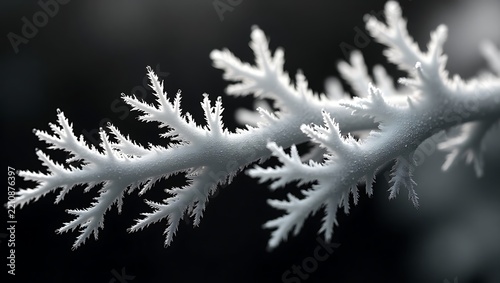 Intricate Close Up Snowflakes Displaying Delicate Crystal Structures Against Dark Background