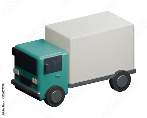 Generic Delivery Box Truck 3D Transport Vehicle - Left Angle