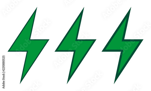 Green Lightning Bolt Flash Outline Icons