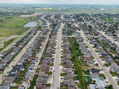 Top-down photo of Martensville neighborhood, residential layout with trees