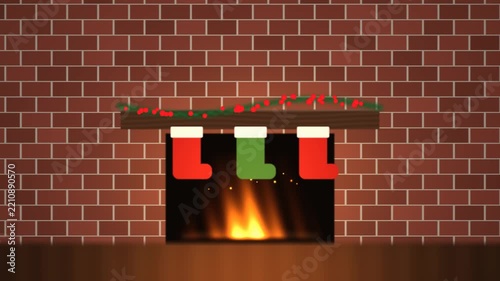 Cozy Christmas Fireplace with Warm Glowing Stockings 4K