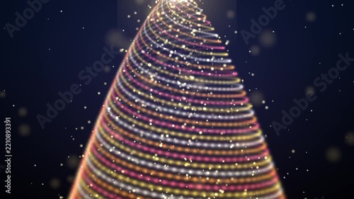 Magical Glowing Christmas Light Tree and Sparkling Snow, Seamless Loop 4K
