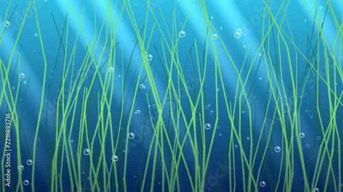 Tranquil Underwater Ocean Sunbeams and Rising Bubbles, Seamless Loop 4K