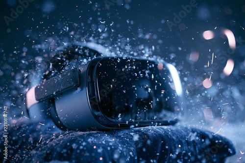 Reality headset amidst glittering particles