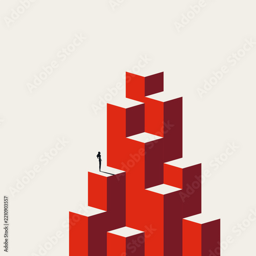 Corporate career growth vector concept. Symbol of professional ambition, corporate promotion, executive success development strategy . Minimal design eps10 illustration.