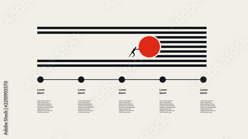 Corporate project progress timeline vector concept. Symbol of business strategy layout, presentation slide visualization, workflow data management . Minimal design eps10 illustration.