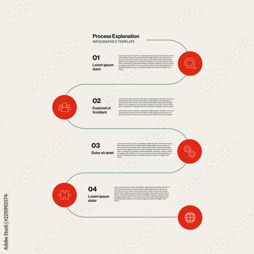 Process explanation timeline infographic vector concept. Symbol of corporate presentation layout, business workflow visualization, data strategy steps . Minimal design eps10 illustration.