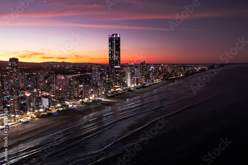 Crimson Dusk Over the Skyline