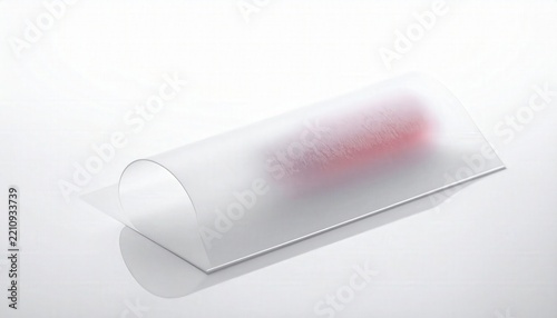 Frosted Transparent Sheet Curved over Red Object in Studio