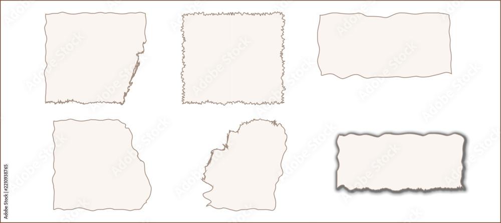 Fototapeta premium Collection of six blank paper frames with subtle texture and shadow