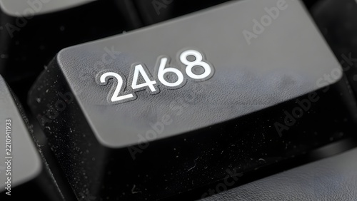 Macro Close-up View of a Numeric Computer Keyboard Key Featuring the Sequence of Even Numbers Two Four Six and Eight for Digital Data Entry