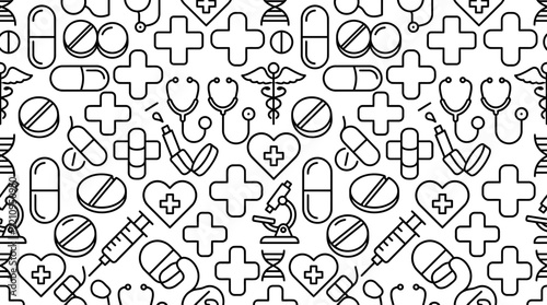 Healthcare Medical Icons Pattern Isolated on White Background