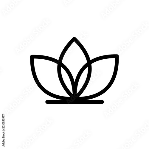 Minimalist lotus flower icon isolated on a transparent background