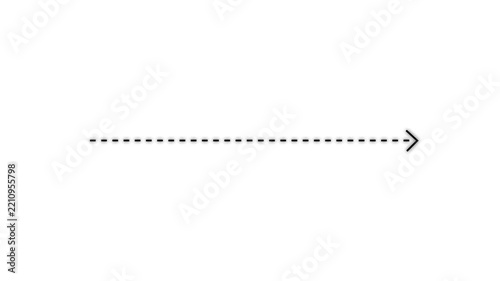 Fast-moving dashed line arrow animation pointing to the right, representing direction, movement, progress, navigation, speed, and forward motion. Clean minimal animated graphic element suitable