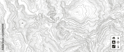 Topographic map lines showing elevation and terrain