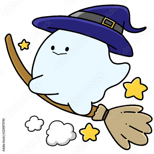ゆるかわハロウィン｜ほうきで飛ぶおばけ