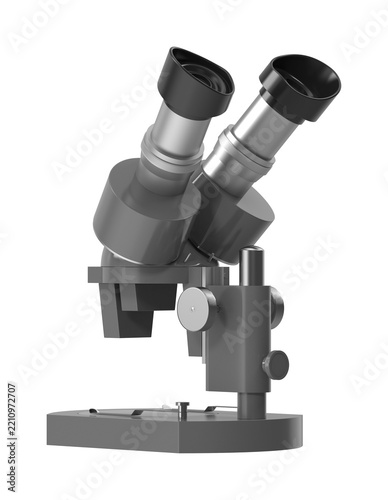 Fotografie Professional stereo microscope 3d render isolated on a clean white background fo