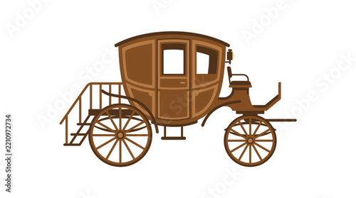 Vintage Wooden Horse Drawn Carriage Vector Illustration