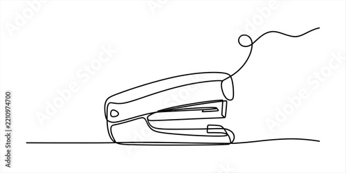 Continuous single line drawing of a office stapler for paper binding and stationery supply concept
