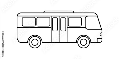Simple line art icon of a city bus for public transportation and travel themes