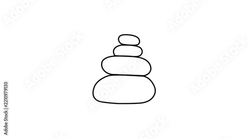 Animated Zen Spa Stones Stacking Line Icon Motion Graphic Element for Relaxation Wellness Therapy Meditation UI UX Design on White Background