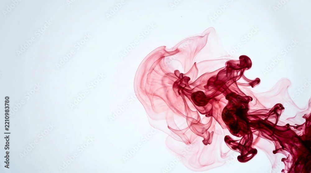 Fototapeta premium Abstract Red Ink Swirling in Clear Water on White Background