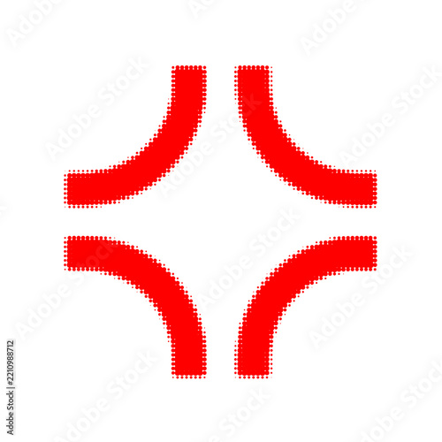 Red halftone dot texture anger symbol