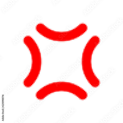 Red halftone dot texture anger symbol