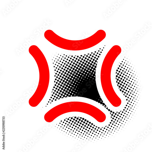 Red anger symbol with white outline and halftone shadow