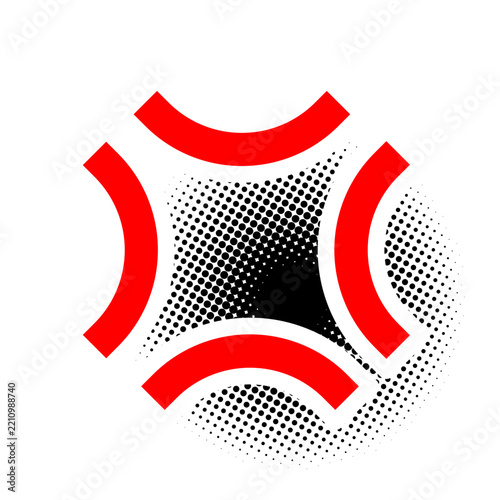 Red anger symbol with white outline and halftone shadow