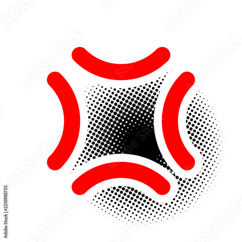 Red anger symbol with white outline and halftone shadow