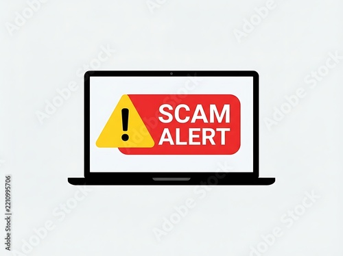Online Scam Alert On Laptop