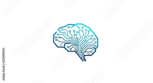 Abstract digital illustration of a human brain with integrated circuit pathways, symbolizing artificial intelligence and neural networks.