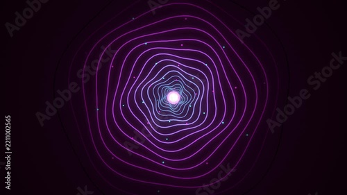 Neon Abstract Energy Waveform Vortex with Glowing Cyan and Magenta Pulse Rings